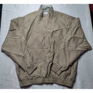 BOBBY CHAN  Men Large Tan 100% Silk 1/2 Zip Convertible Windbreaker & Vest EUC